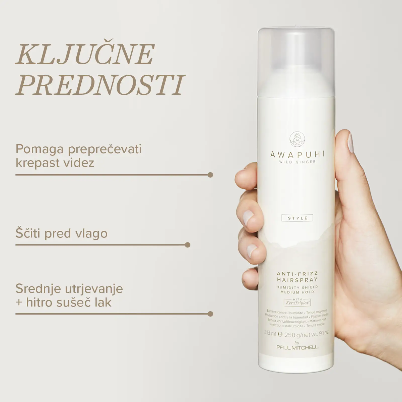 ANTI-FRIZZ HAIRSPRAY 307 ml AWAPUHI WILD GINGER 