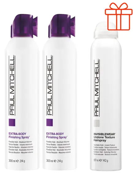 EXTRA BODY FINISHING SPRAY & INVISIBLEWEAR UNDONE TEXTURE SPRAY SET  PAUL MITCHELL