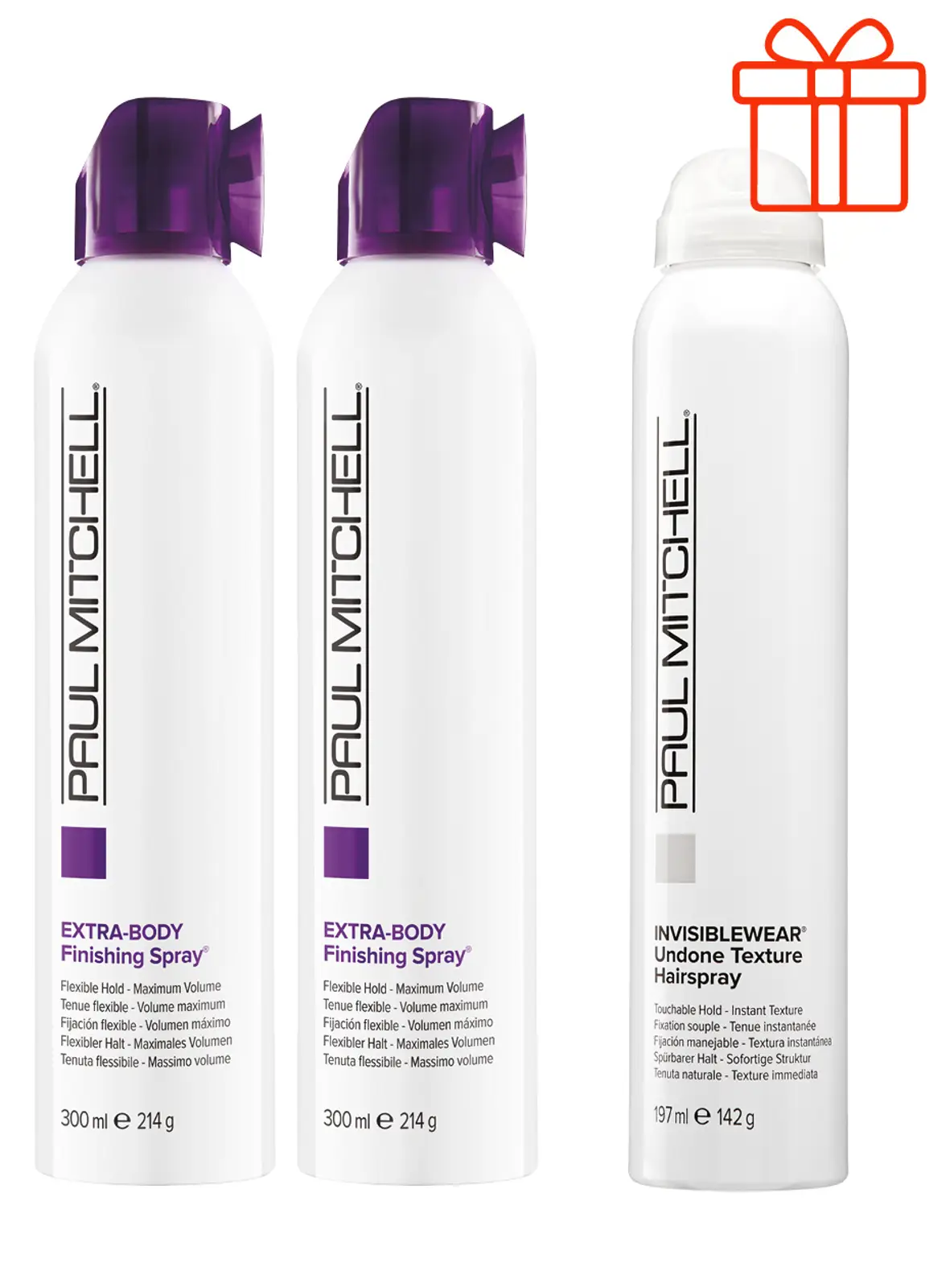 EXTRA BODY FINISHING SPRAY & INVISIBLEWEAR UNDONE TEXTURE SPRAY SET  PAUL MITCHELL
